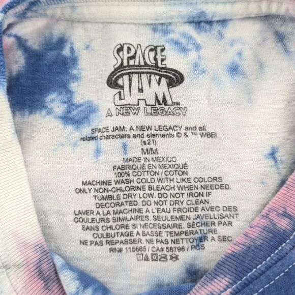 Looney Tunes Space Jam Bugs Bunny Tie Dye Blue Pink T-Shirt Size Medium - Picture 2 of 4